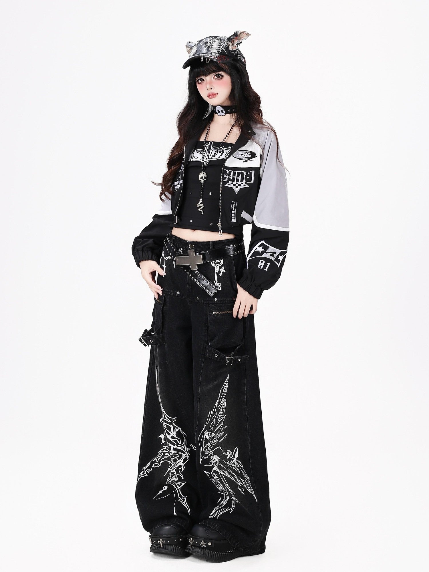 Crazy Girl Gothic Street Ripped High Waist Women&