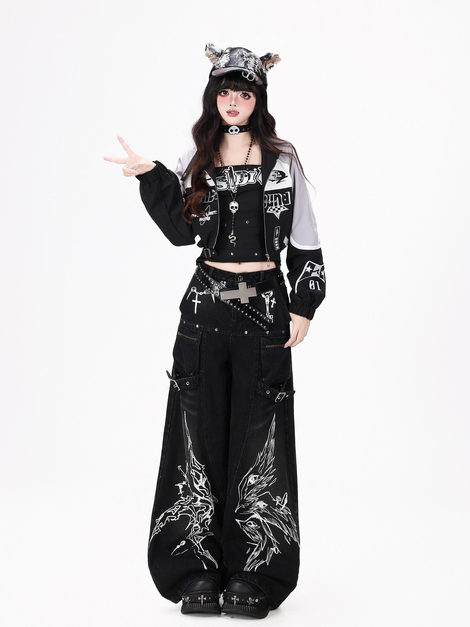 Crazy Girl Gothic Street Ripped High Waist Women&