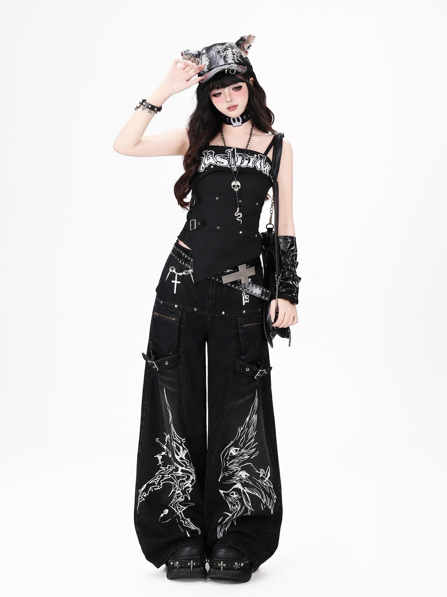 Crazy Girl Gothic Street Ripped High Waist Women&