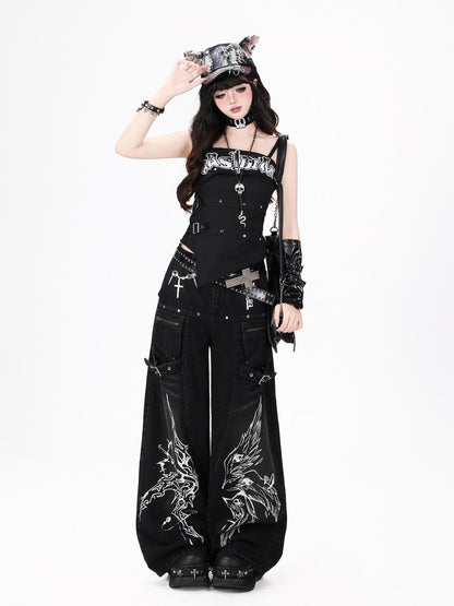 Crazy Girl Gothic Street Ripped High Waist Women&