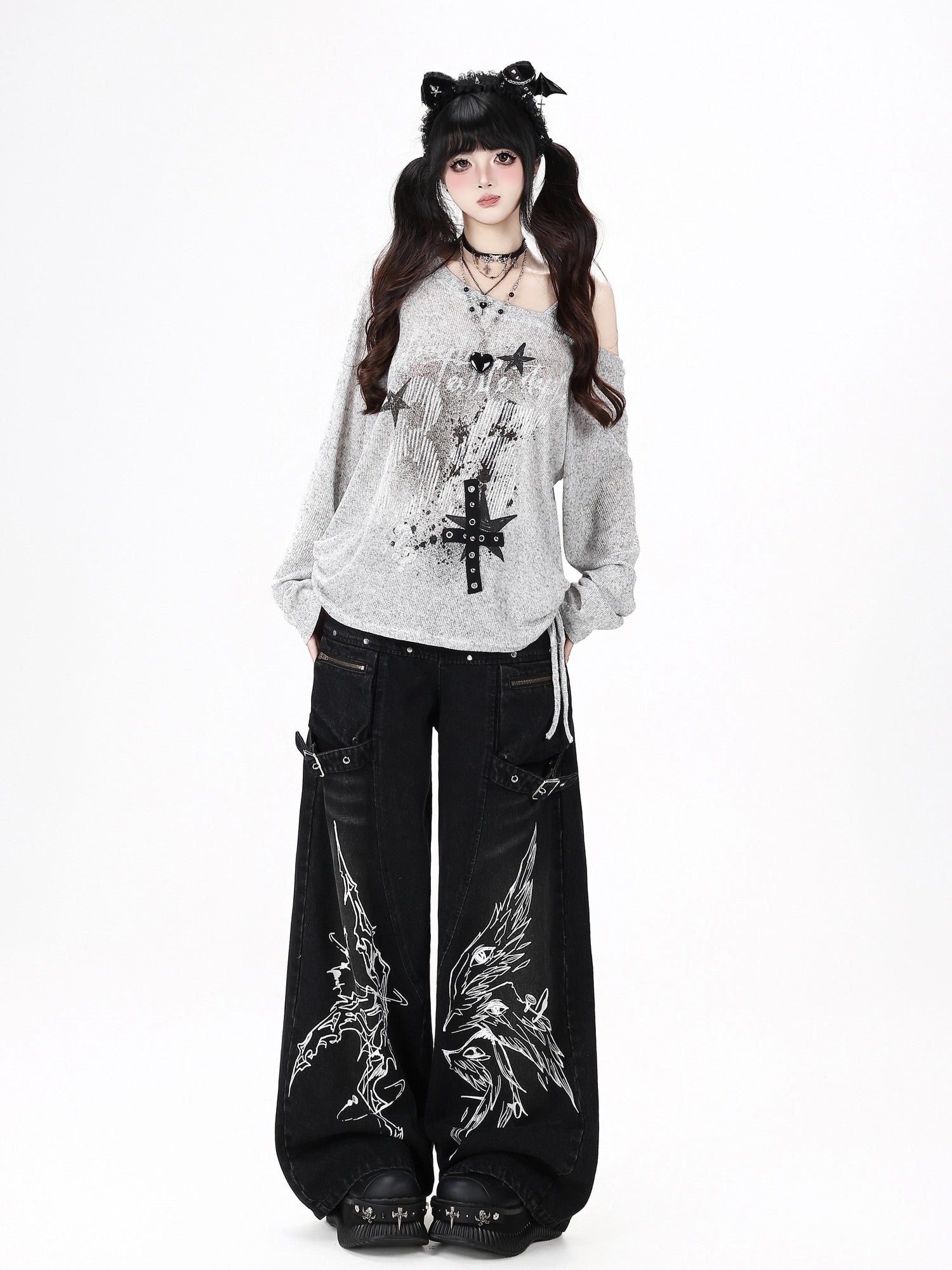 Crazy Girl Gothic Street Ripped High Waist Women&