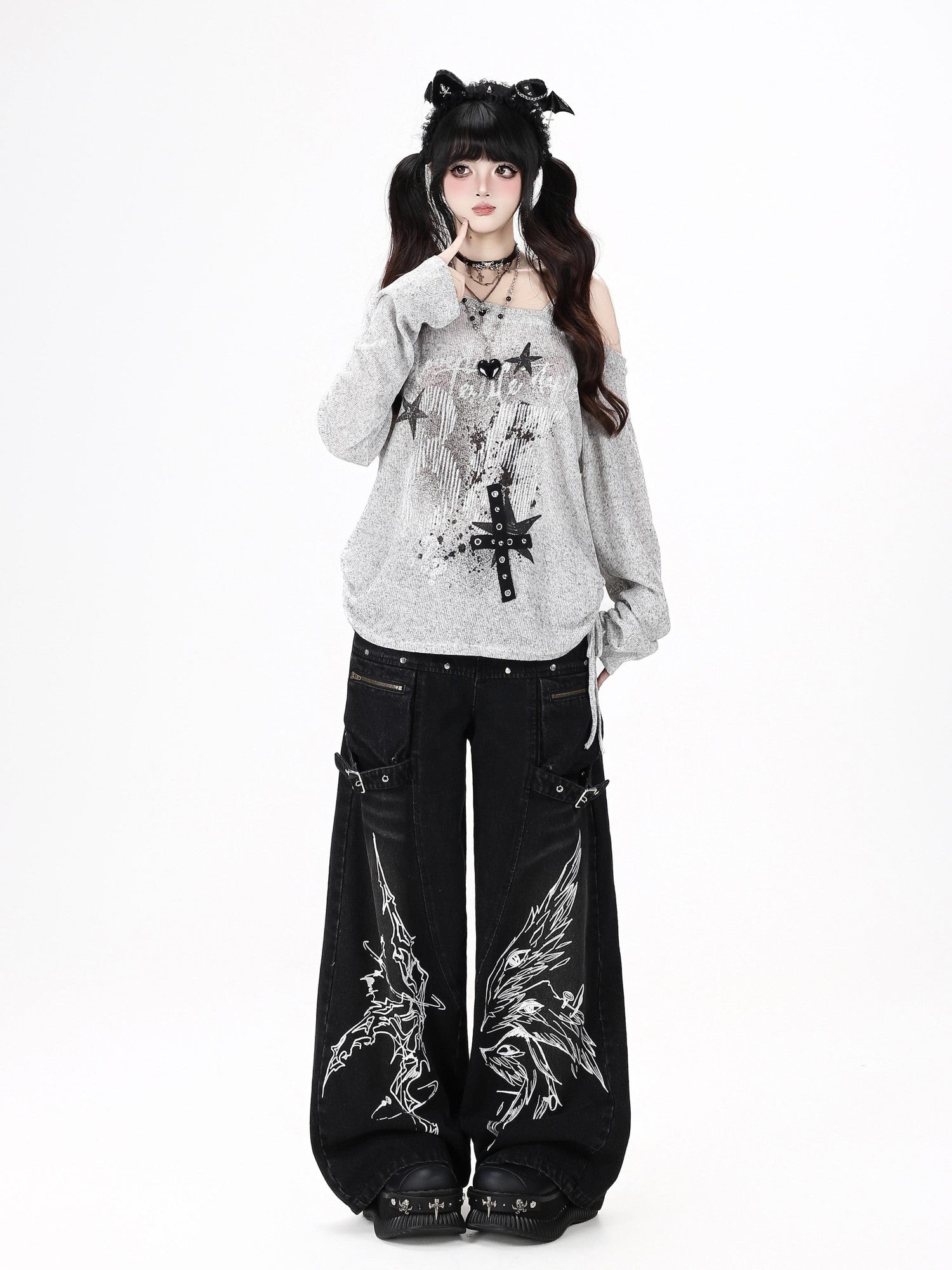 Crazy Girl Gothic Street Ripped High Waist Women&