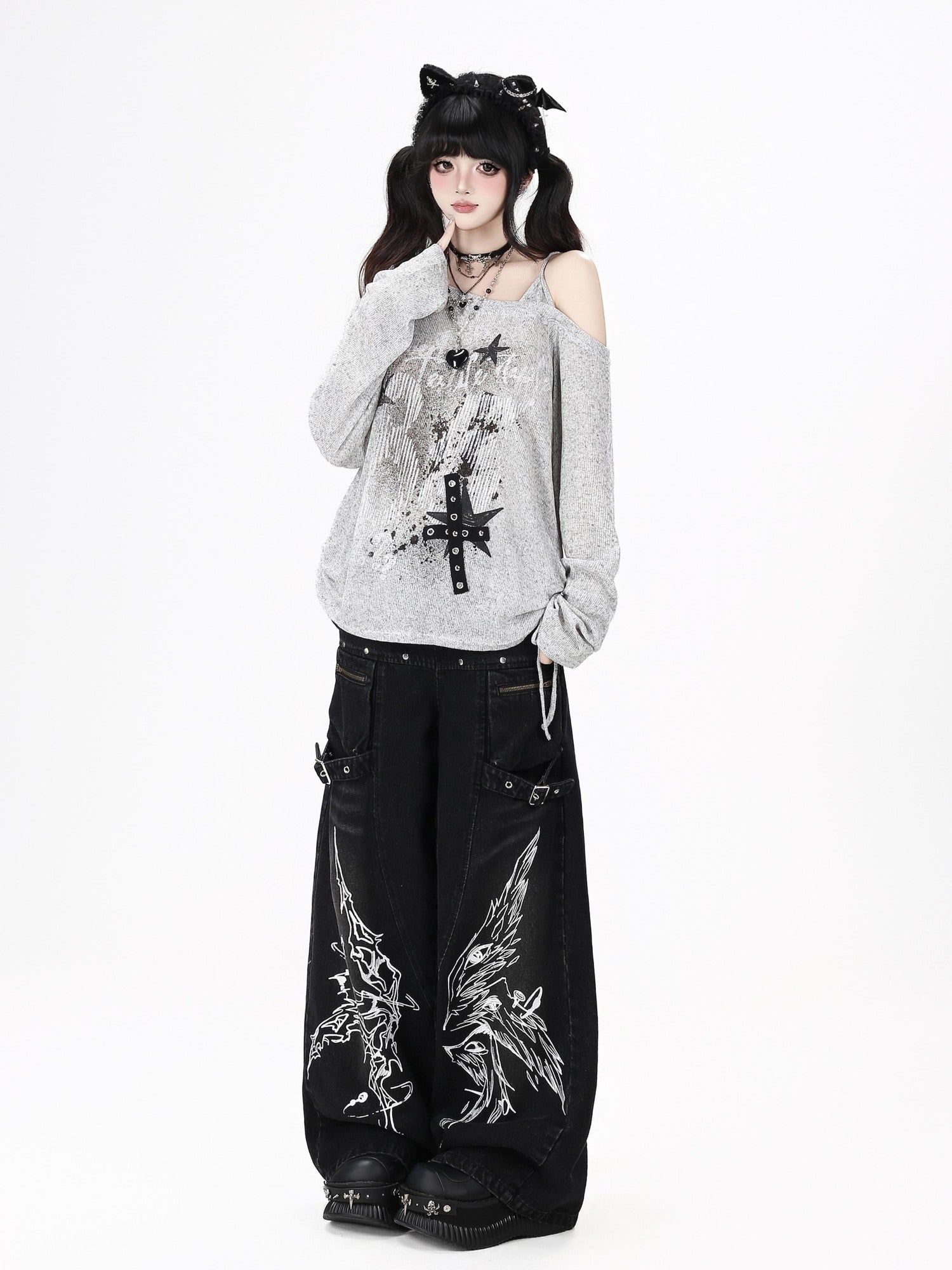 Crazy Girl Gothic Street Ripped High Waist Women&