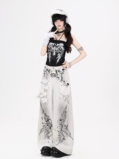 Crazy Girl Gothic Street Ripped High Waist Women&