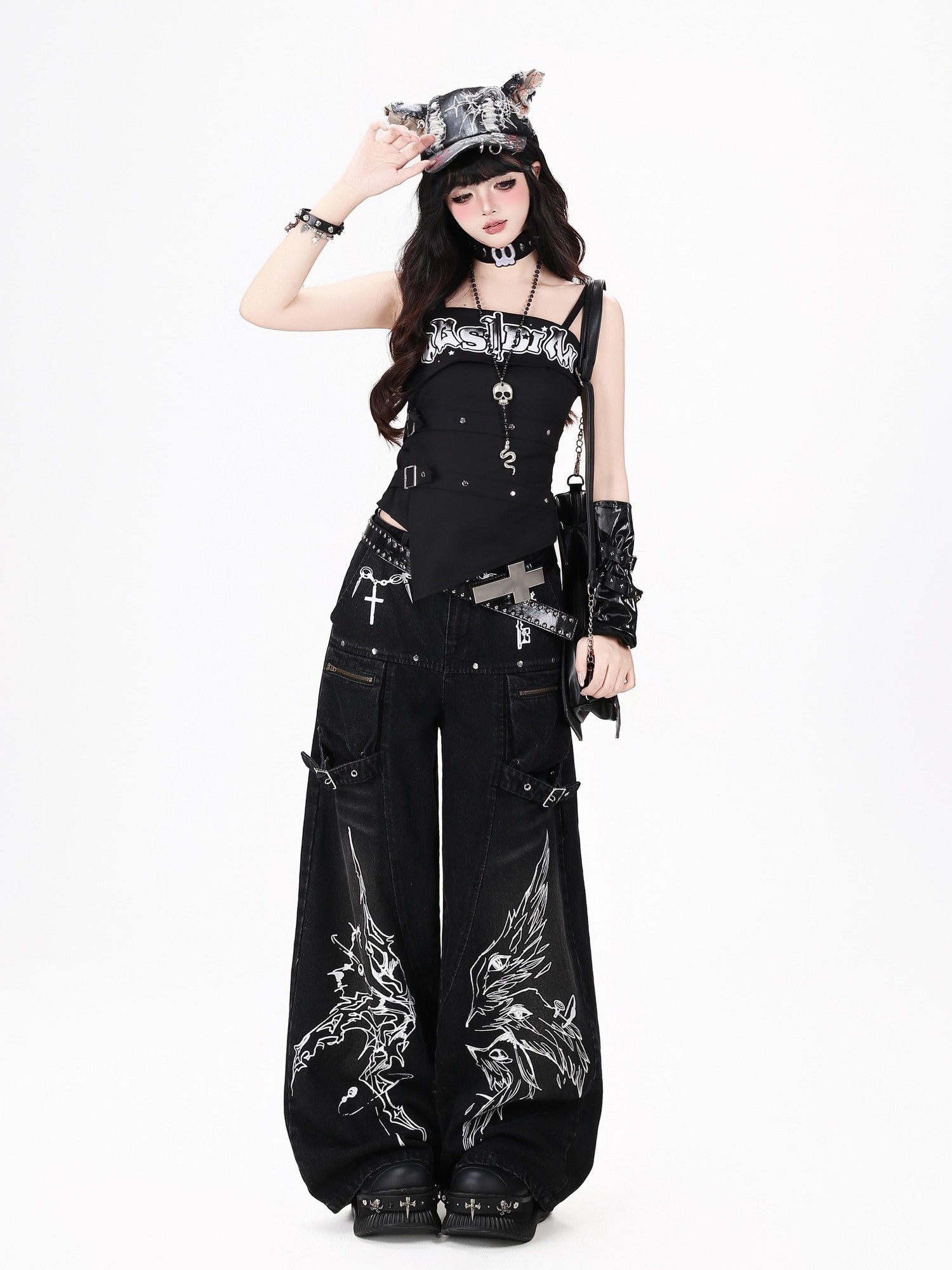 Crazy Girl Gothic Street Ripped High Waist Women&