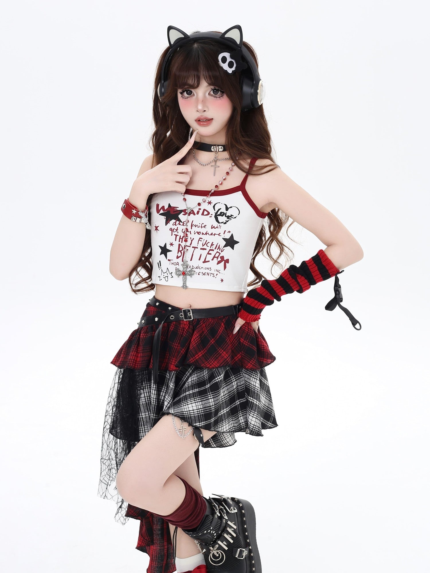 Crazy Girl Graffiti Doodle Print Cropped Sweet Women&