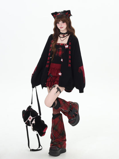 Crazy Girl Hooded Rabbit Ear Striped Star Women&