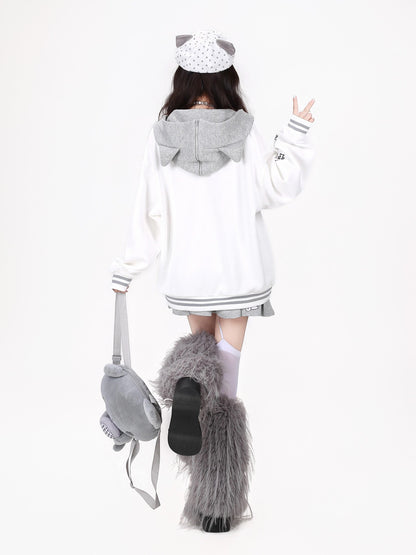Crazy Girl Kawaii Cat Ear Convertible Lace Bow Heart Trim Women&