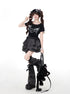 Crazy_Girl_Lace_Trim_Drawstring_Slim_Fit_Short_Sleeve_Round_Neck_Women&