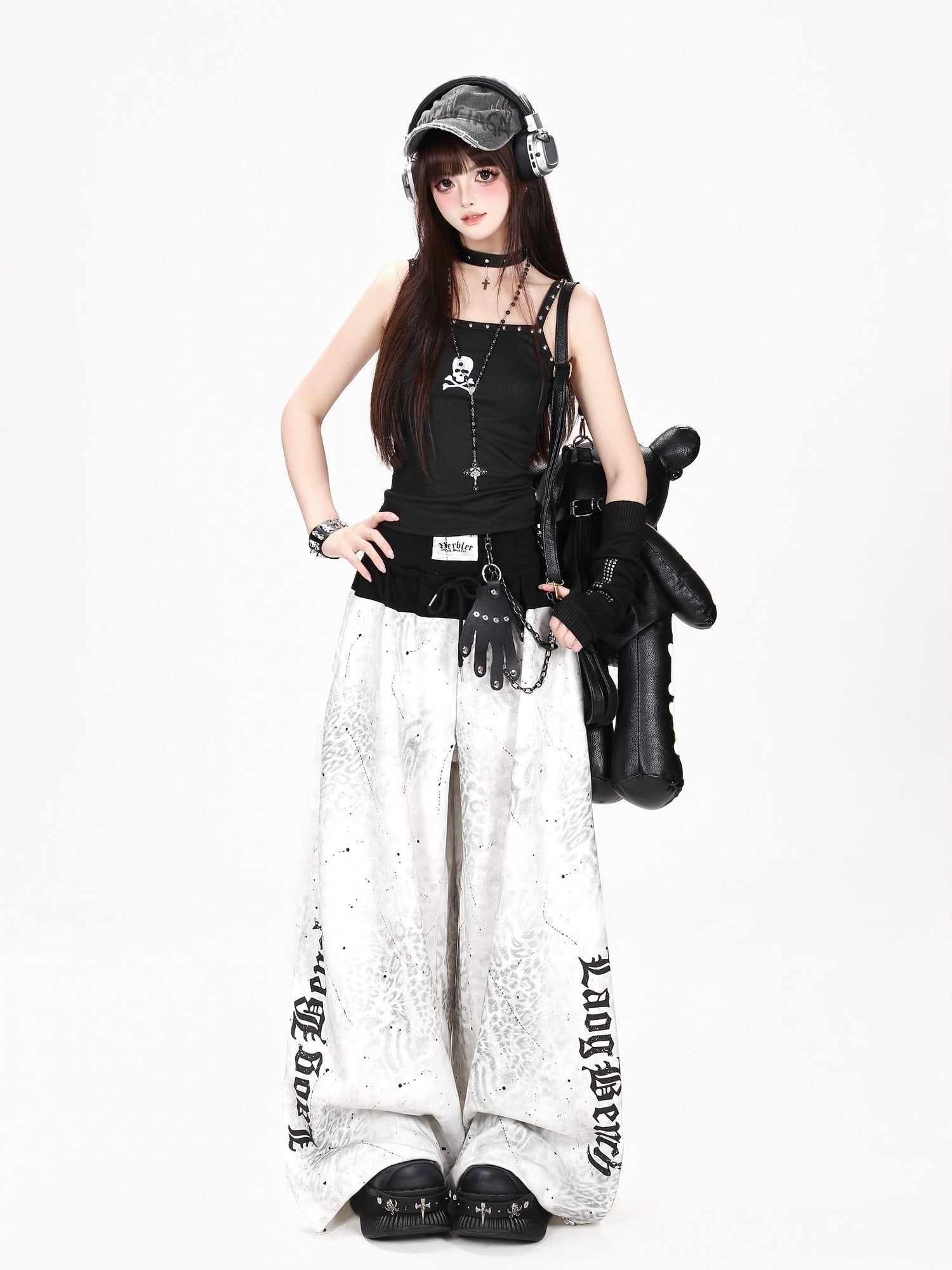 Crazy Girl Leopard Print Distressed High Waist Letter Women&