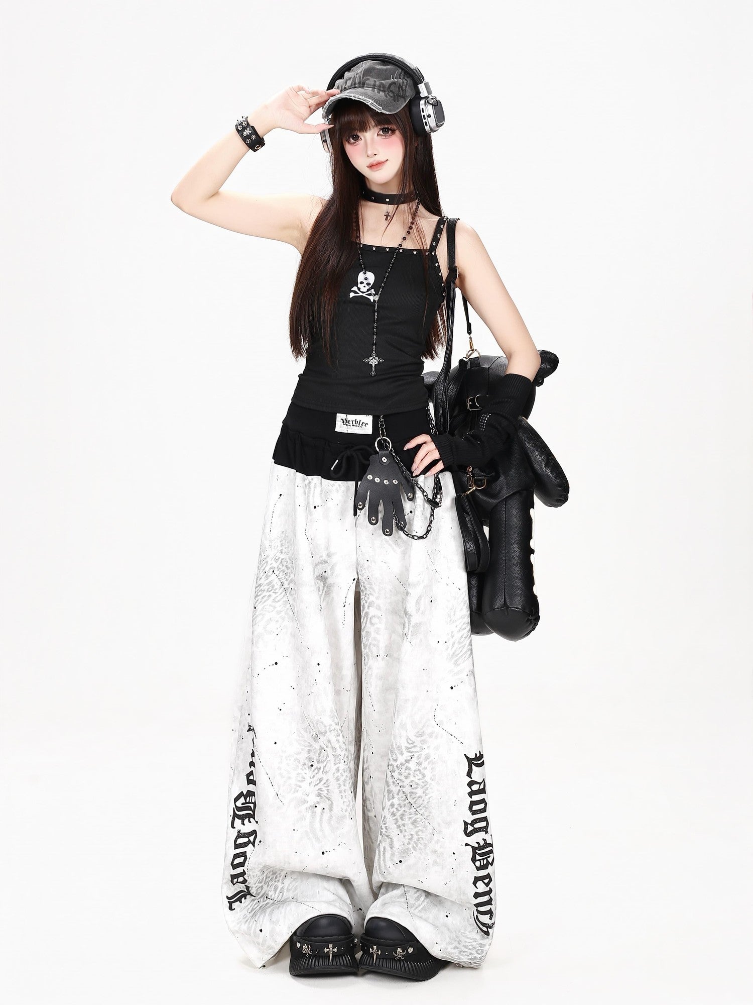 Crazy Girl Leopard Print Distressed High Waist Letter Women&