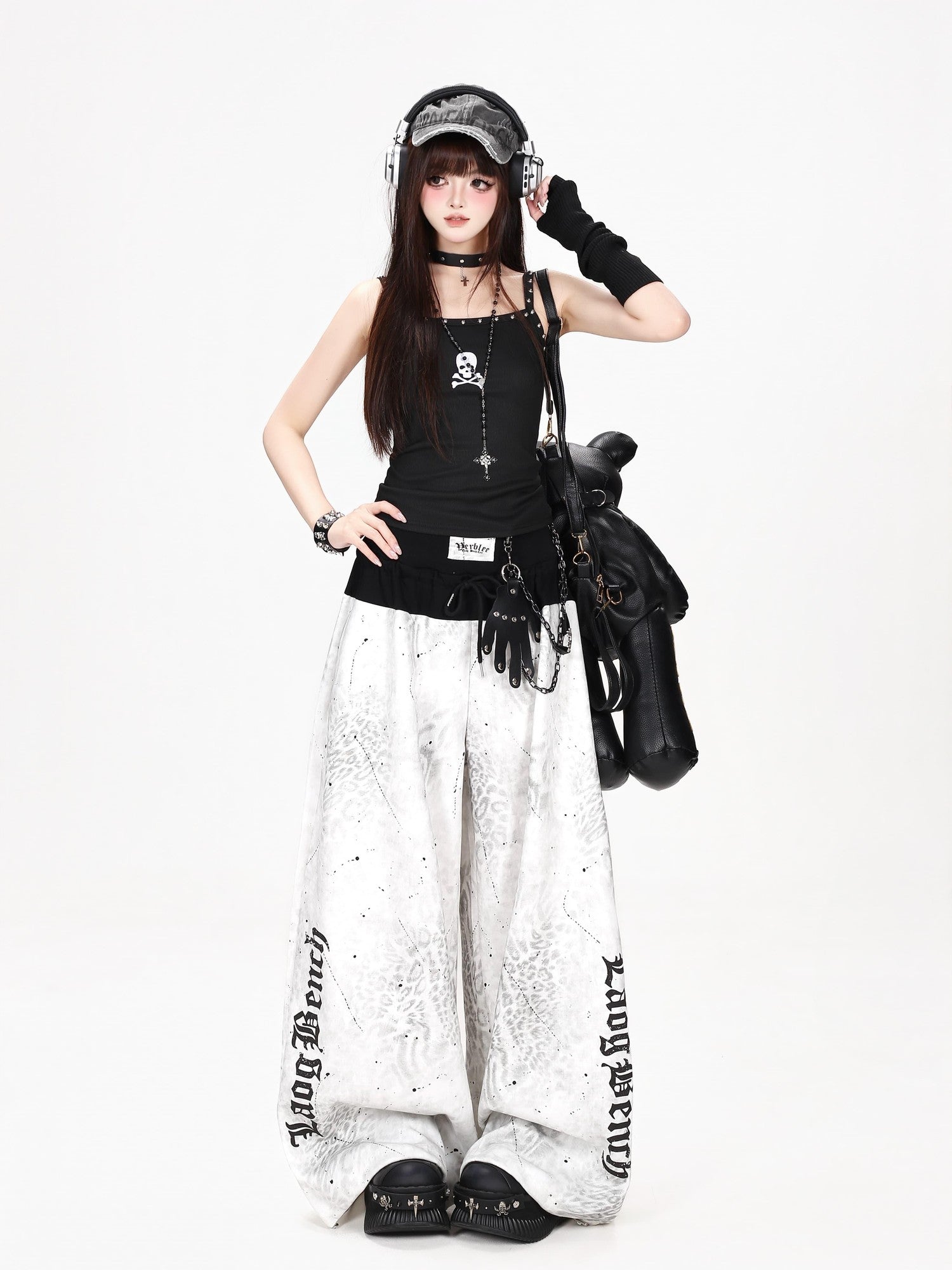 Crazy Girl Leopard Print Distressed High Waist Letter Women&