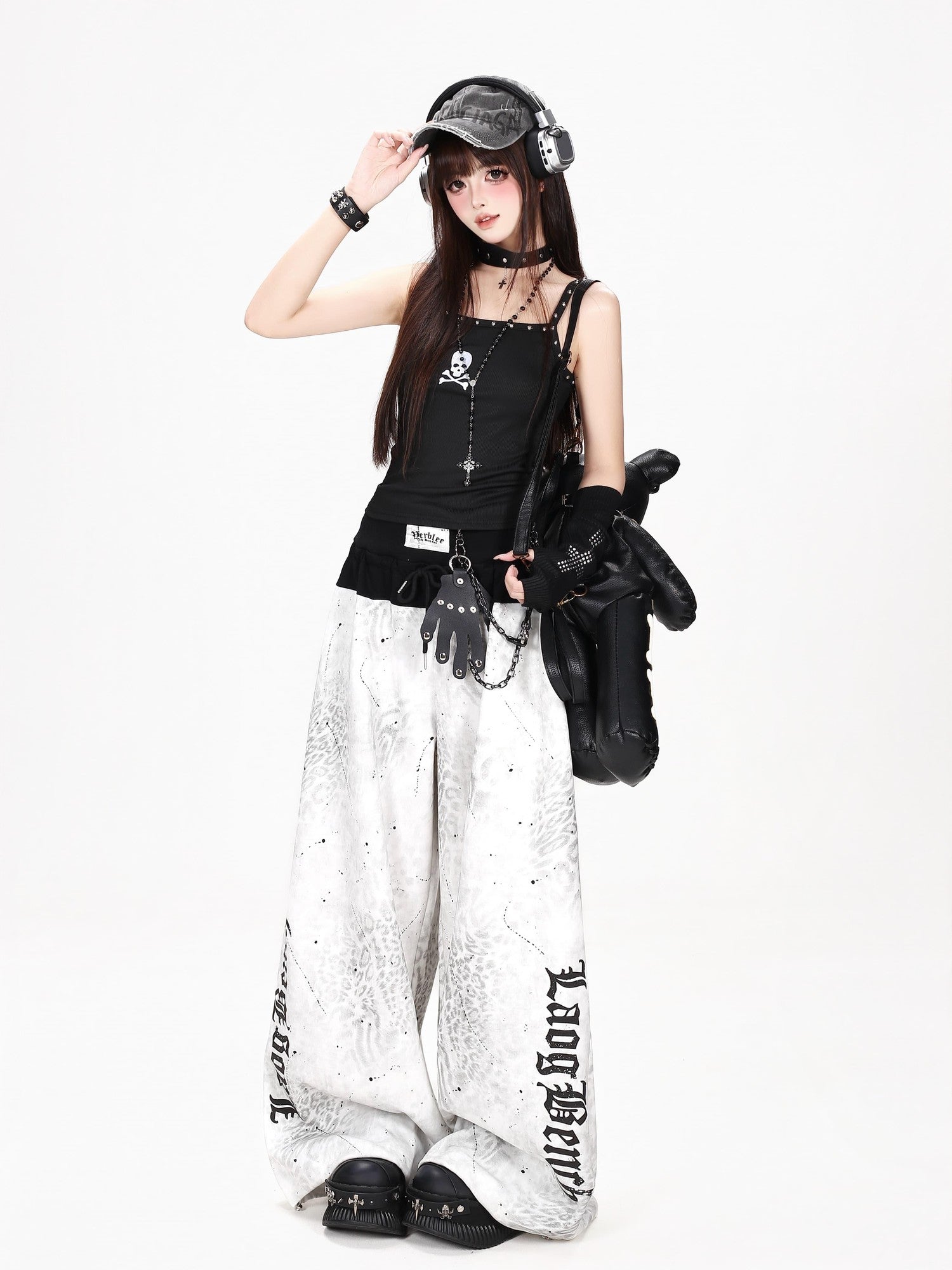 Crazy Girl Leopard Print Distressed High Waist Letter Women&