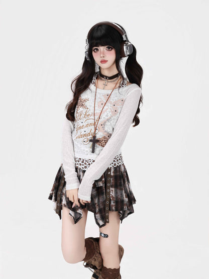 Crazy_Girl_Leopard_Spliced_Faux_Layer_Textured_Waist_Slim_Women&