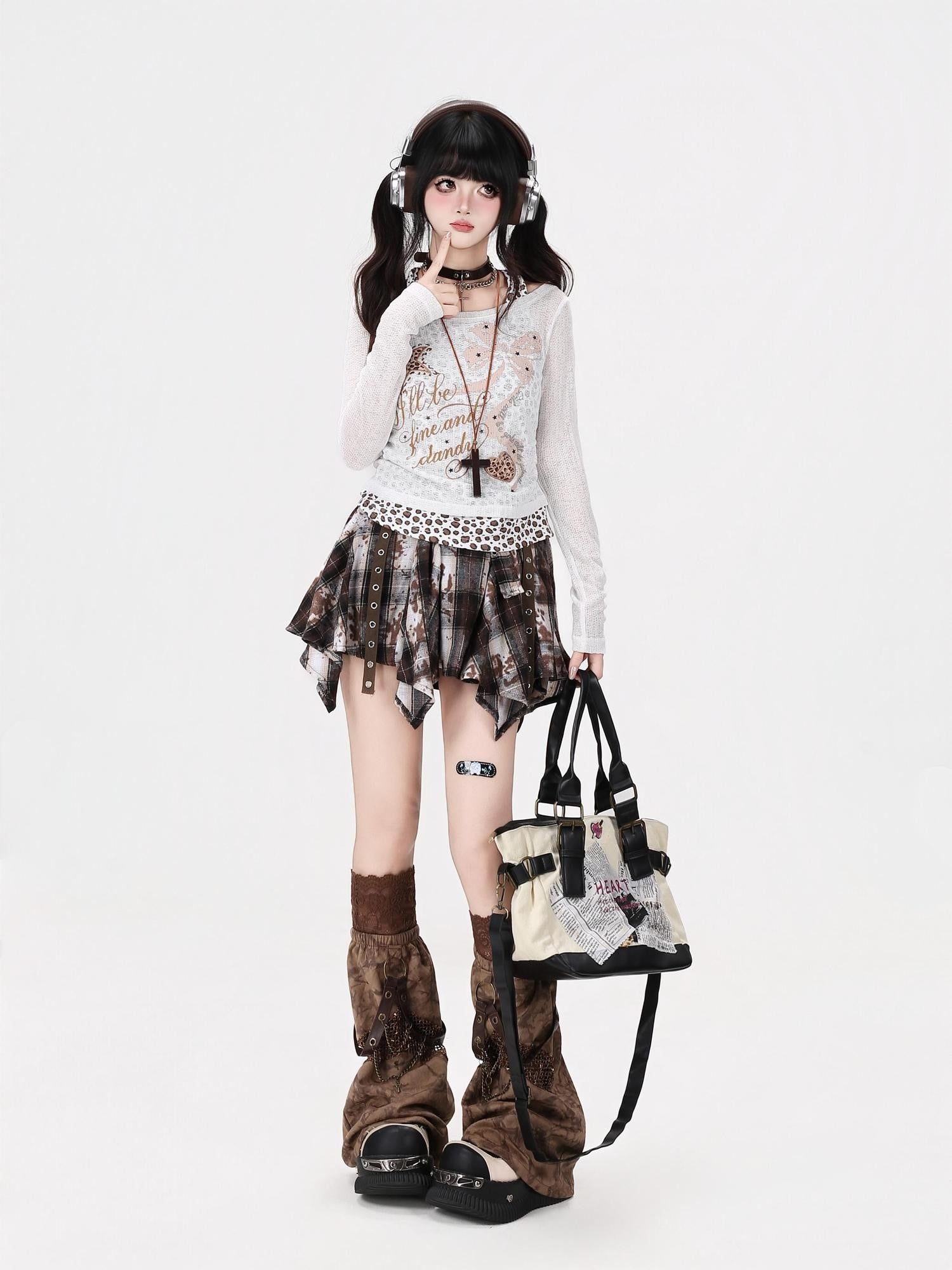 Crazy Girl Leopard Spliced Faux Layer Textured Waist Slim Women&