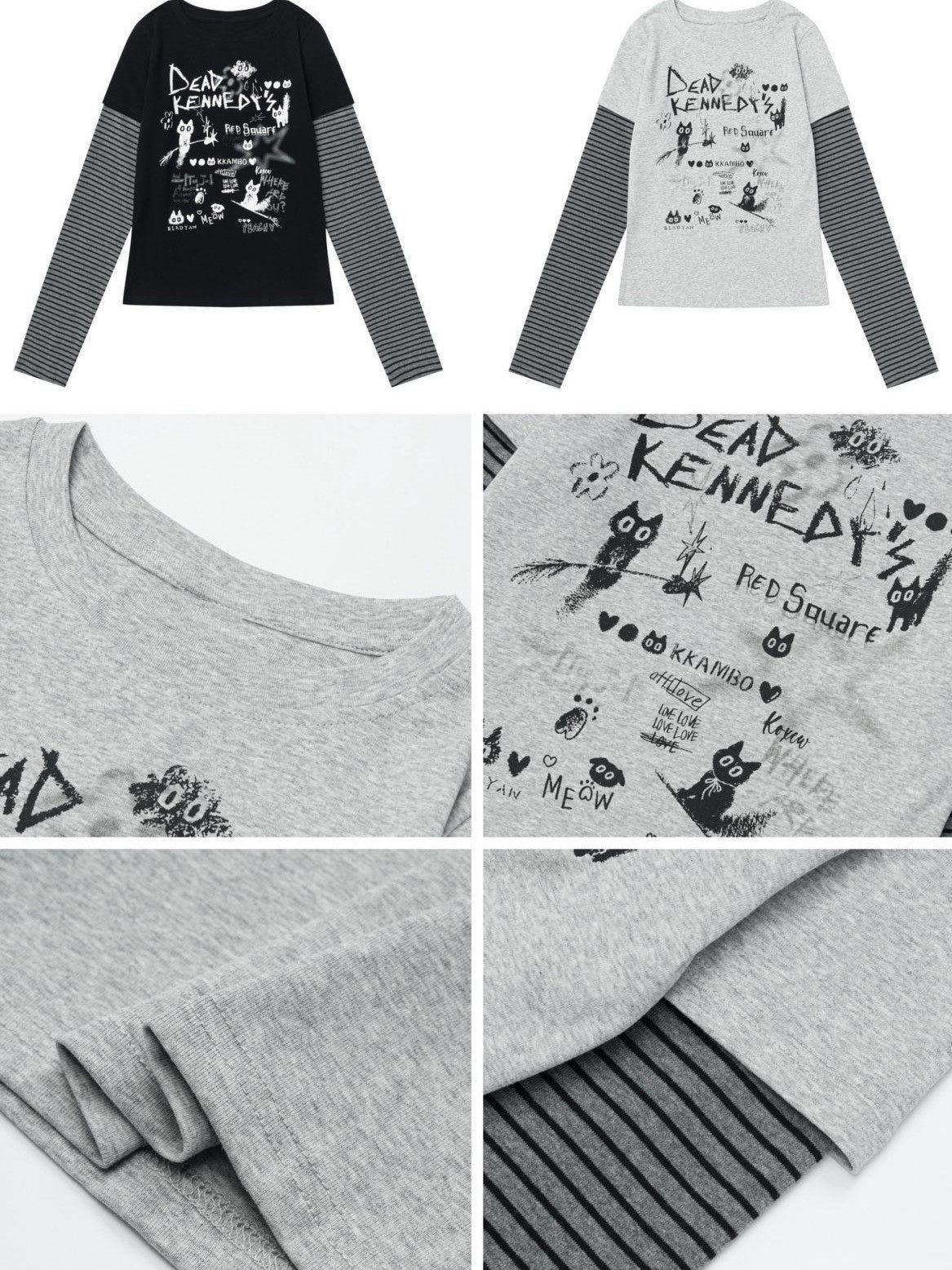 Crazy Girl Letter Graffiti Kitten Colorblock Patchwork Women&