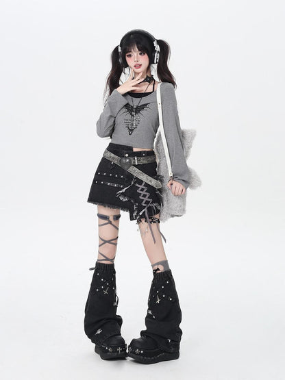 Crazy Girl Letter Print Patchwork Faux Halter Slim Fit Women&