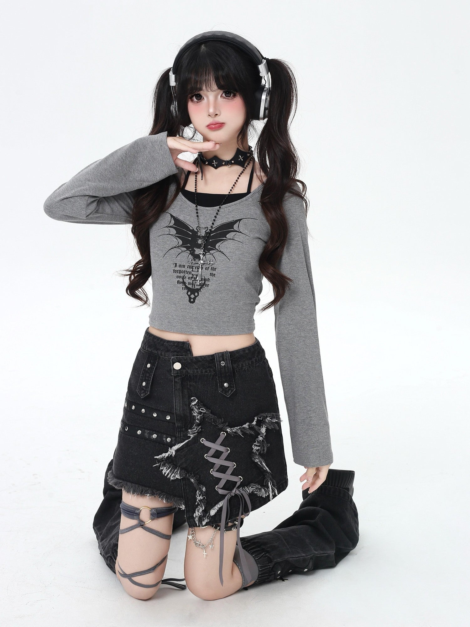 Crazy Girl Letter Print Patchwork Faux Halter Slim Fit Women&
