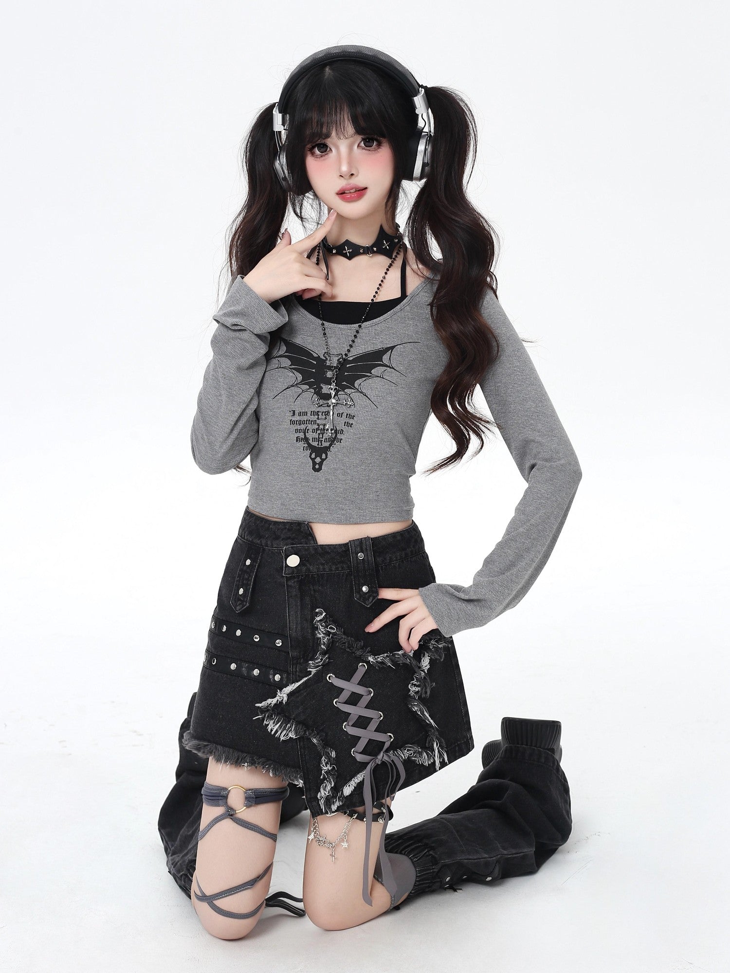 Crazy Girl Letter Print Patchwork Faux Halter Slim Fit Women&