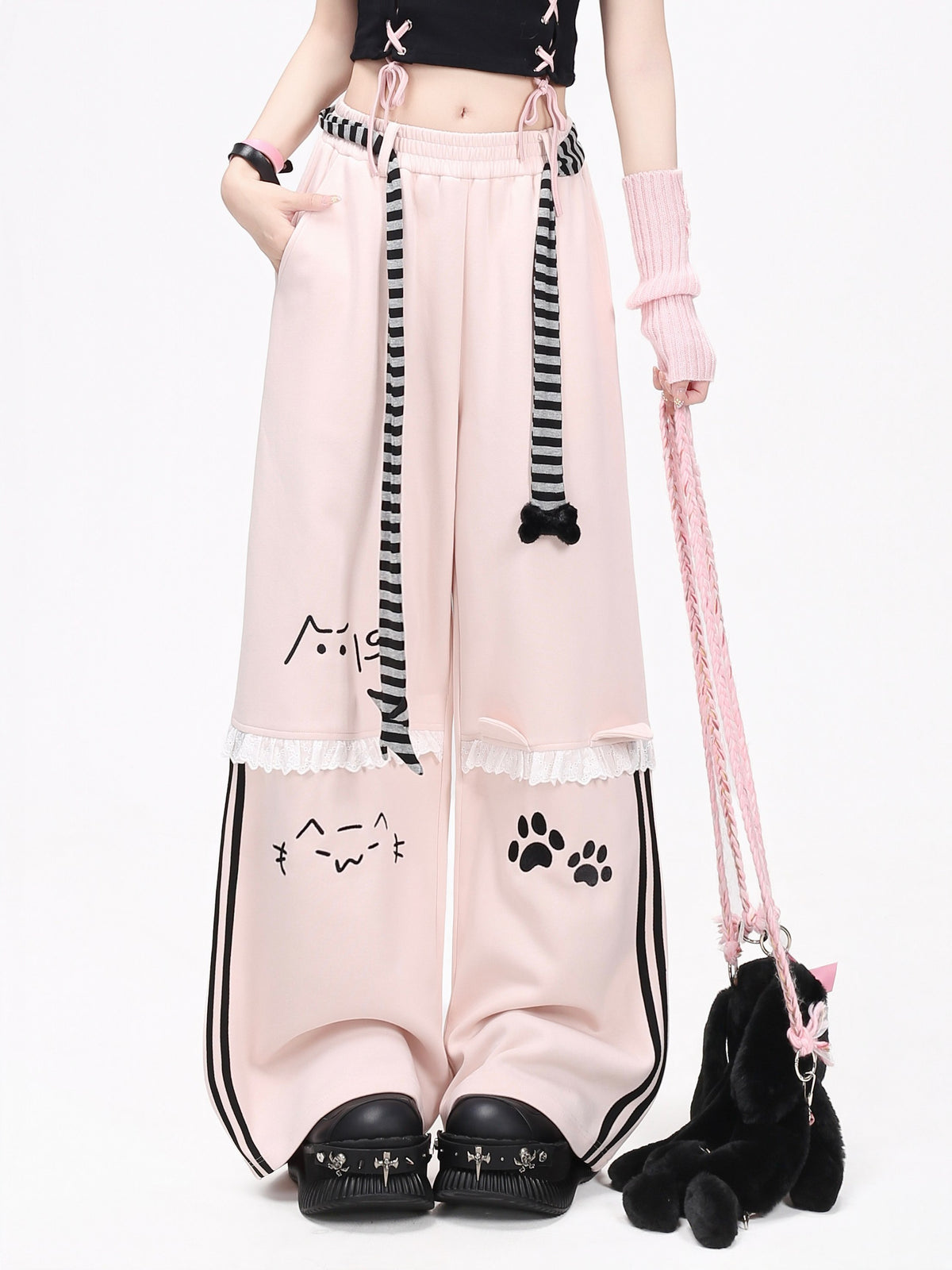 Crazy_Girl_Line_Art_Cat_Polka_Dot_Embroidered_Lace_High_Waist_Women&