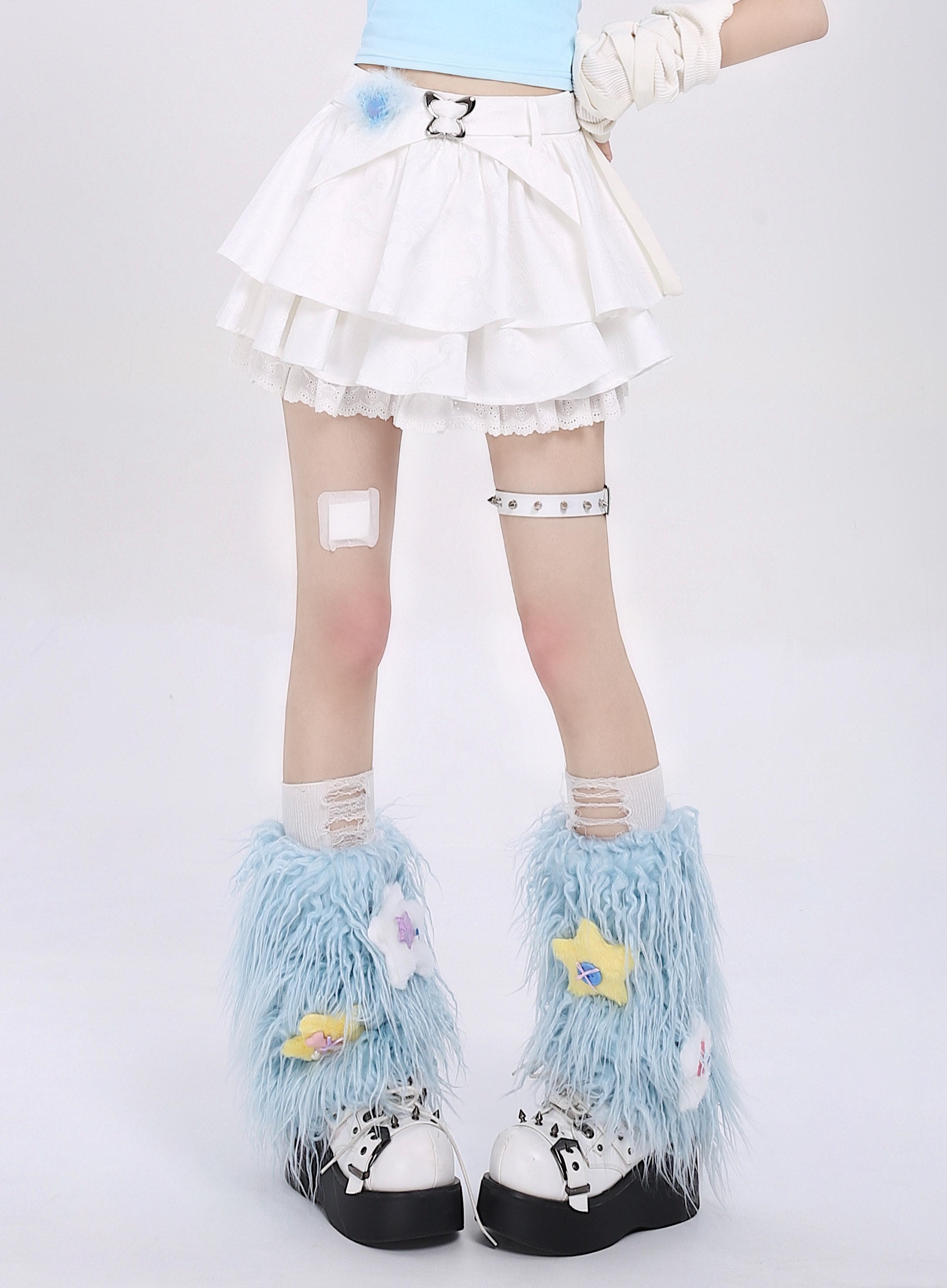 Crazy_Girl_Long_Leg_Bow_Jacquard_Pleated_Puff_A_Line_Women&