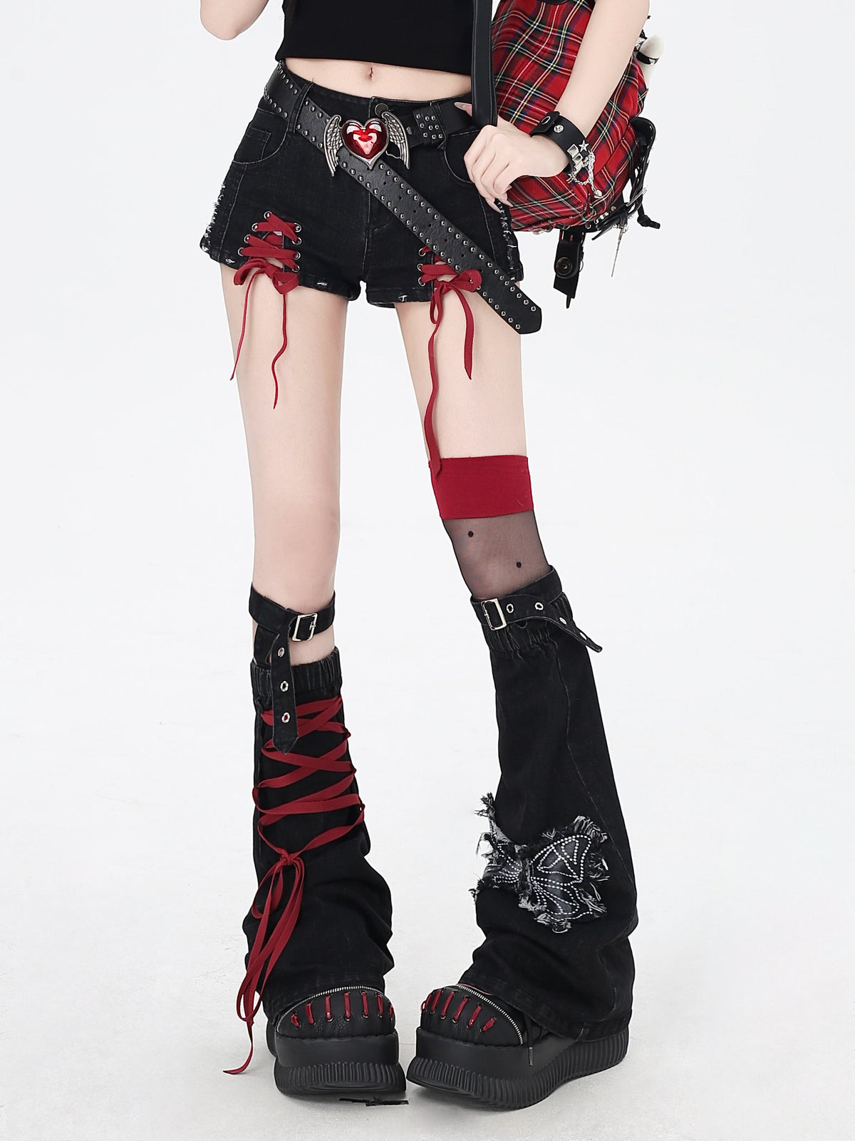 Crazy_Girl_Long_Leg_Niche_Lace_Up_Low_Waist_Skinny_Women&