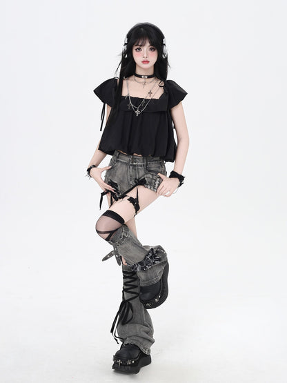Crazy Girl Long Leg Niche Lace Up Low Waist Skinny Women&