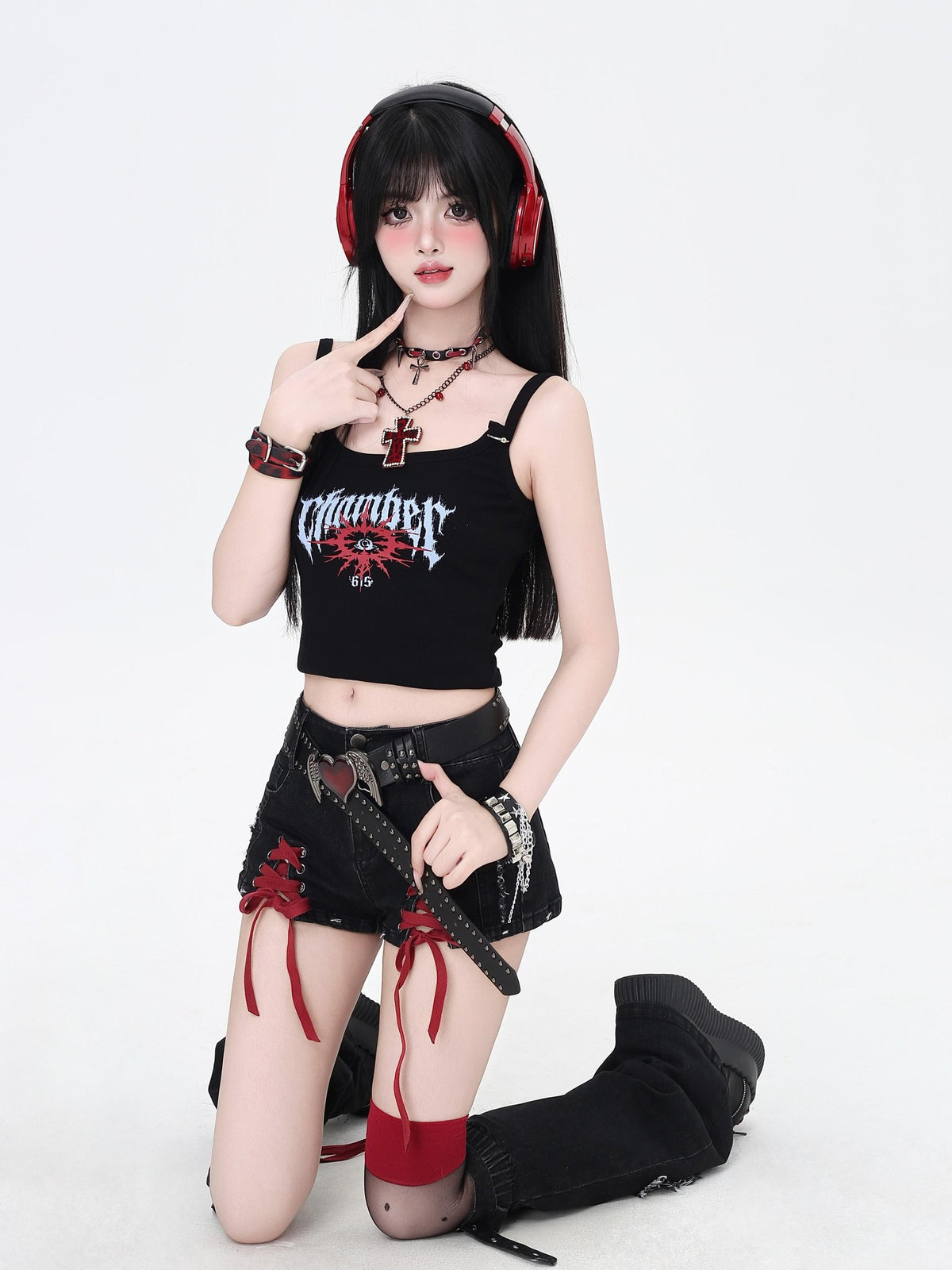 Crazy Girl Long Leg Niche Lace Up Low Waist Skinny Women&