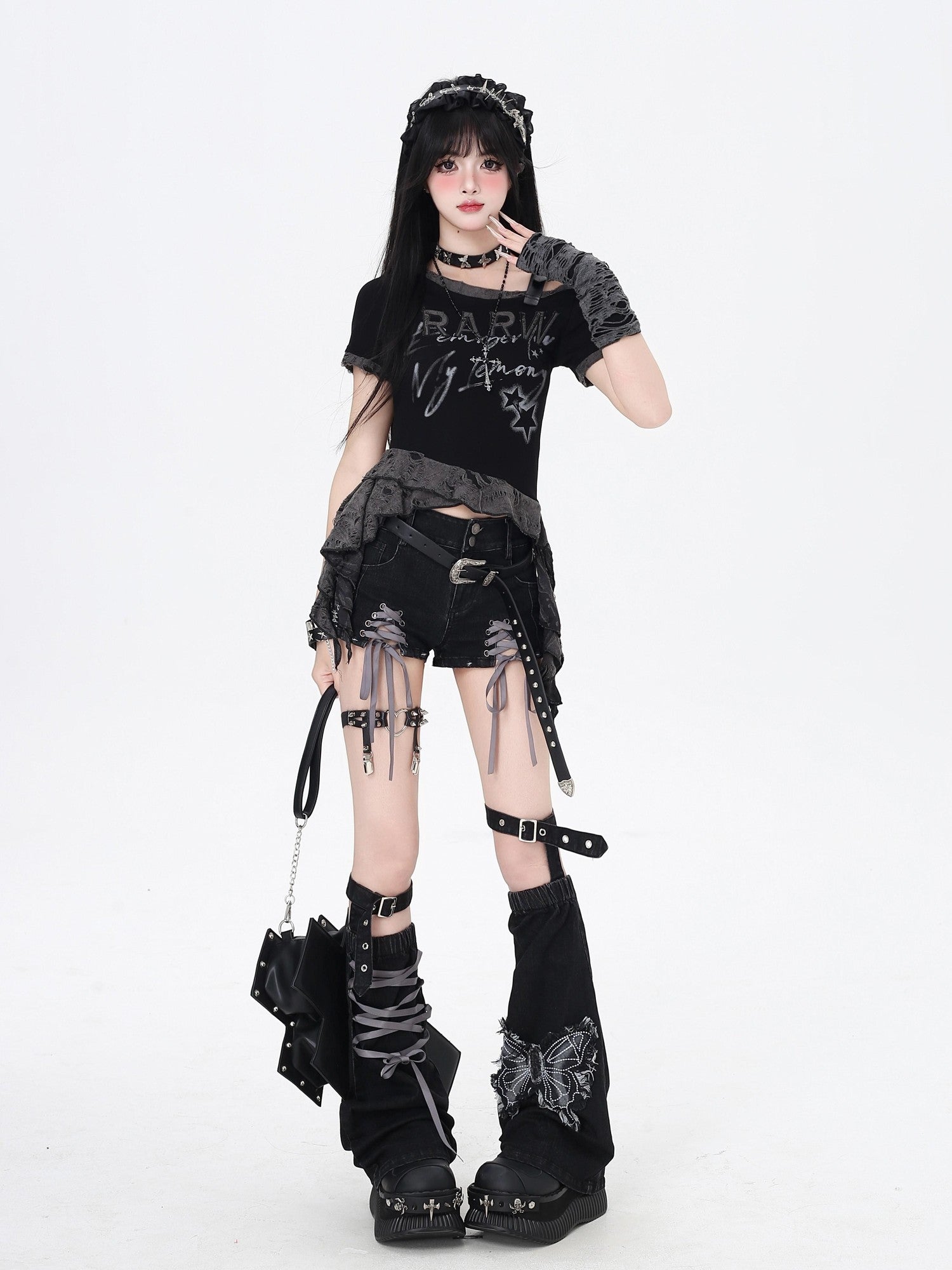 Crazy Girl Long Leg Niche Lace Up Low Waist Skinny Women&