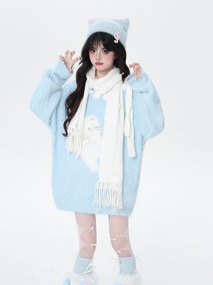 Crazy_Girl_Macaron_Cat_Sweet_Cute_Loose_Design_Women&