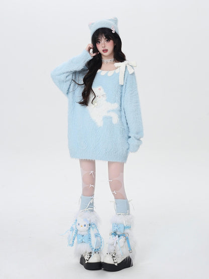 Crazy Girl Macaron Cat Sweet Cute Loose Design Women&