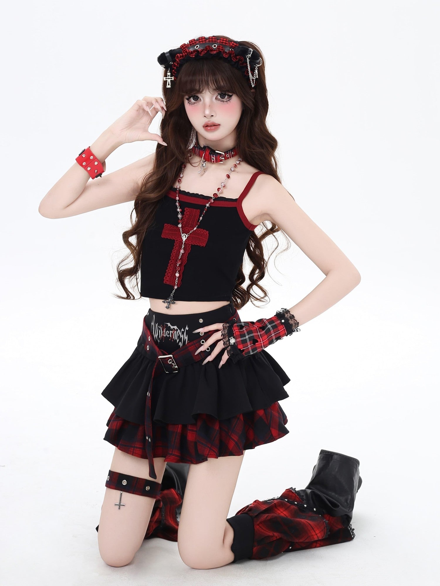 Crazy Girl Millennial Plaid Tie Print High Waist Women&