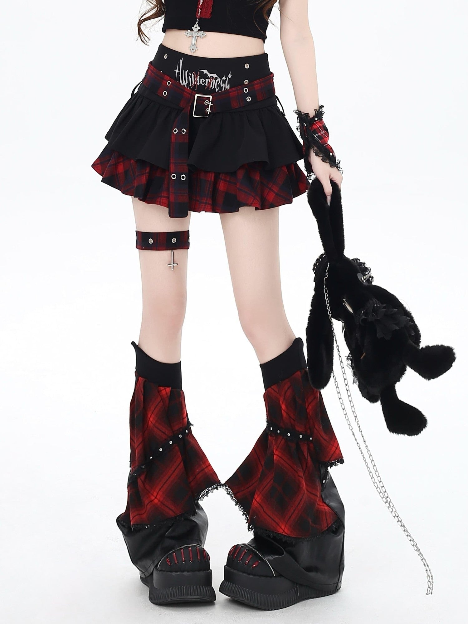Crazy Girl Millennial Plaid Tie Print High Waist Women&