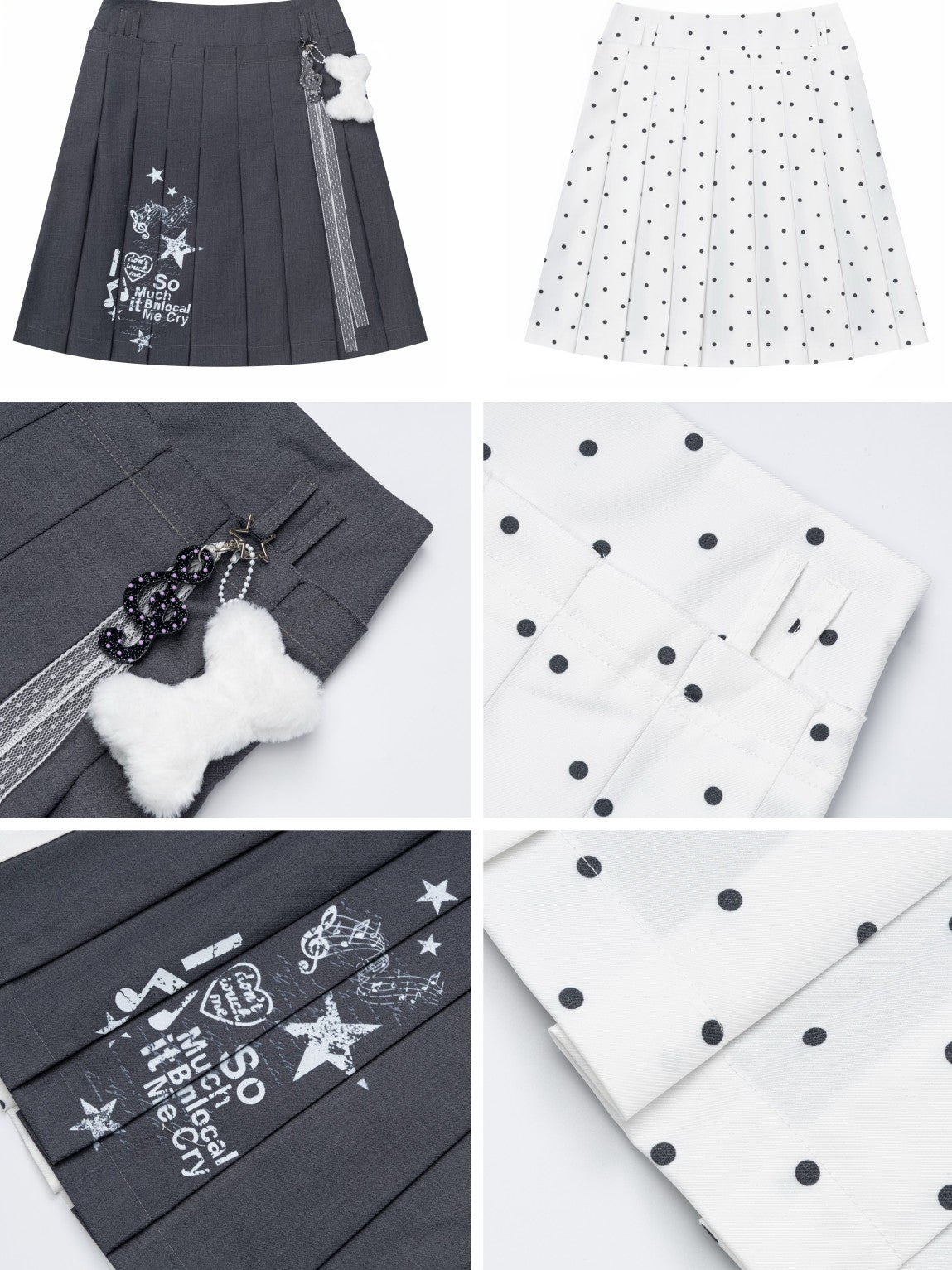 Crazy Girl Music Note Polka Dot High Waist Zipper School Women&
