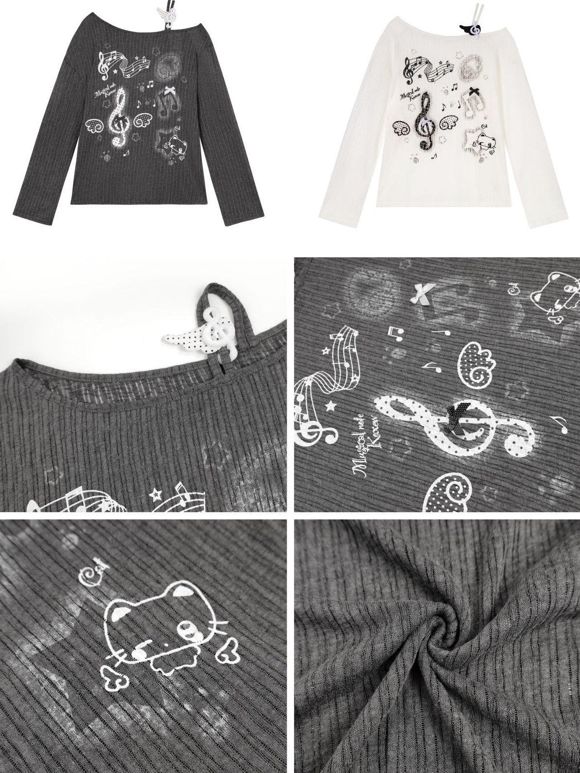 Crazy Girl Music Note Star Printed Pleated Off Shoulder Strap Women&