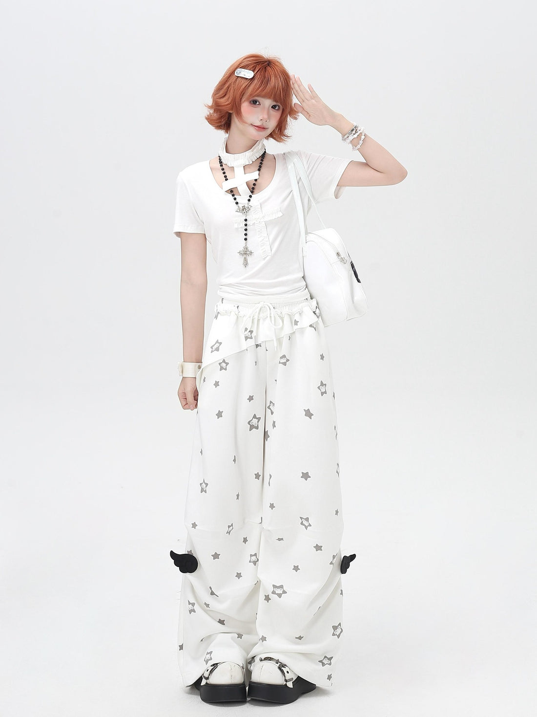 Crazy Girl Muted Star Print High Waist Relaxed Women&