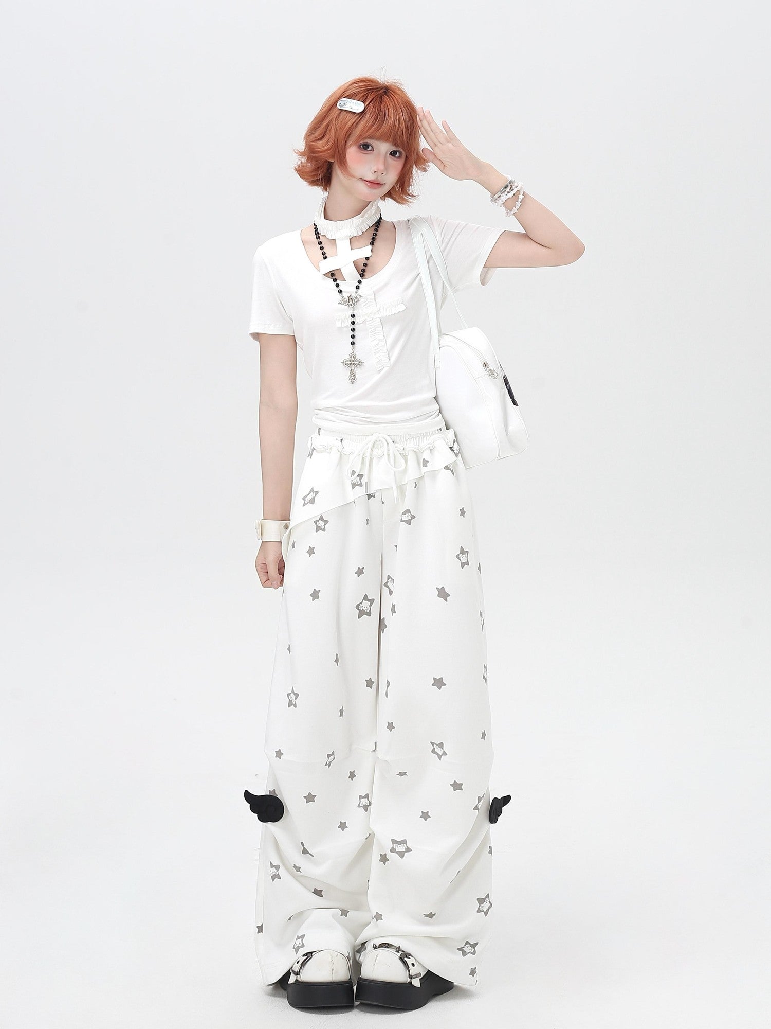 Crazy Girl Muted Star Print High Waist Relaxed Women&