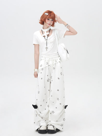 Crazy Girl Muted Star Print High Waist Relaxed Women&