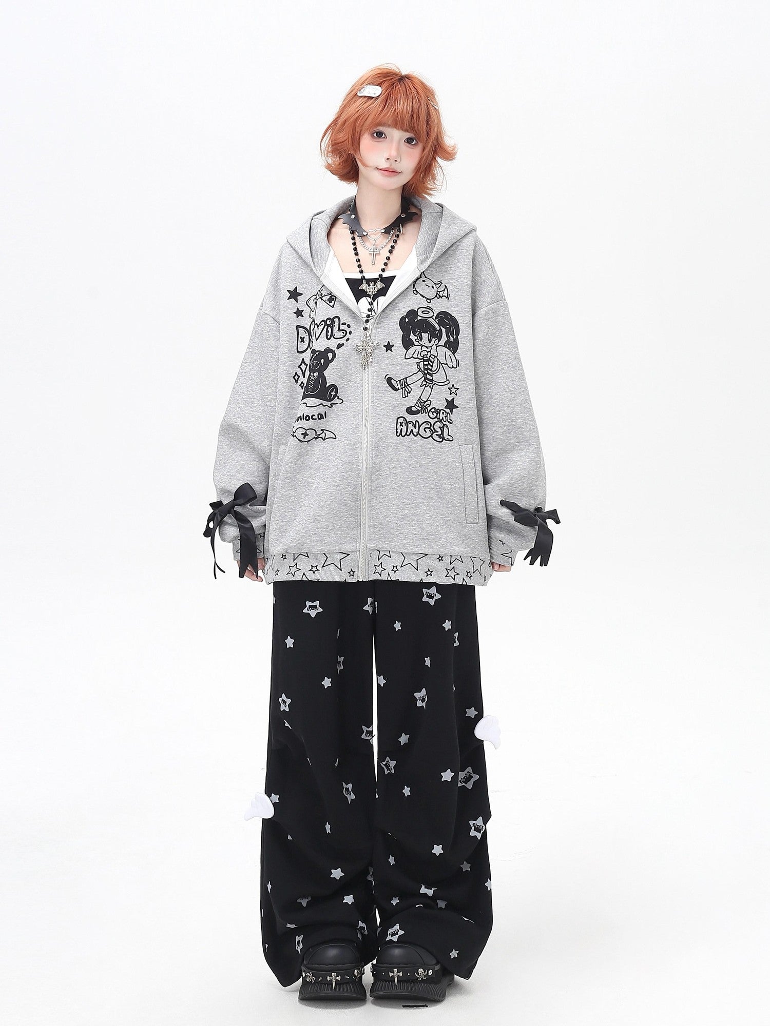Crazy Girl Muted Star Print High Waist Relaxed Women&