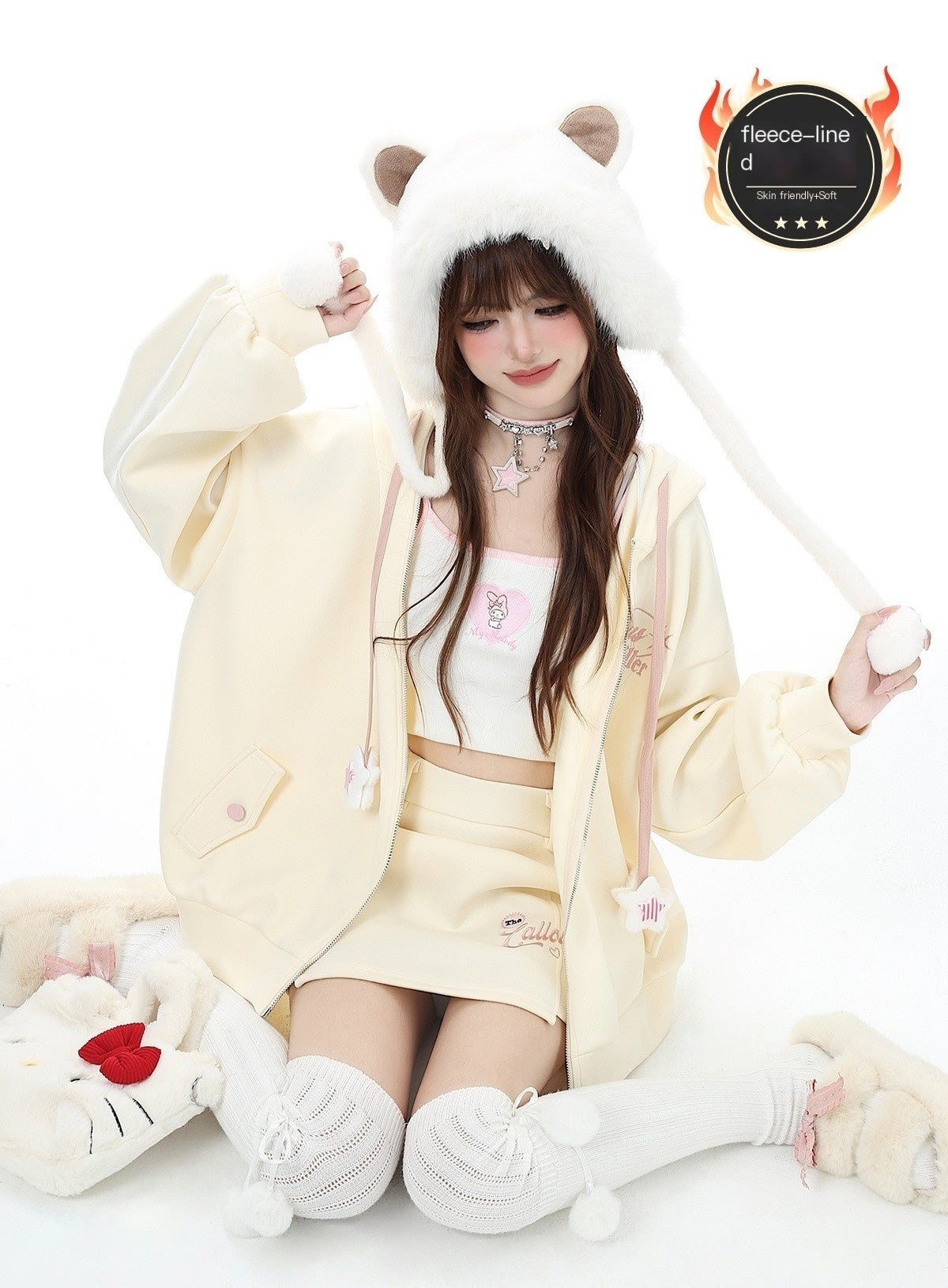 Crazy_Girl_Petite_Fleece_Lined_Hooded_Midlength_Loose_Fit_Breathable_Women&