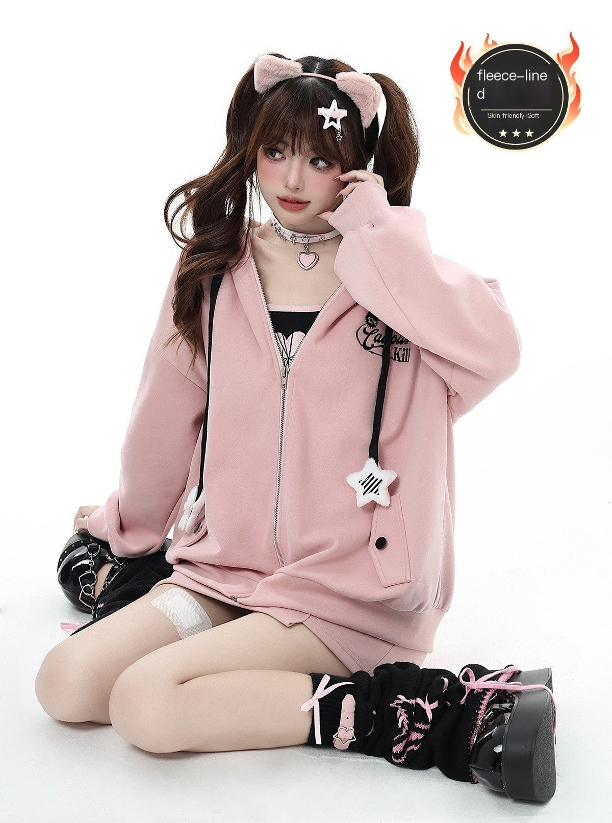 Crazy_Girl_Petite_Fleece_Lined_Hooded_Midlength_Loose_Fit_Breathable_Women&