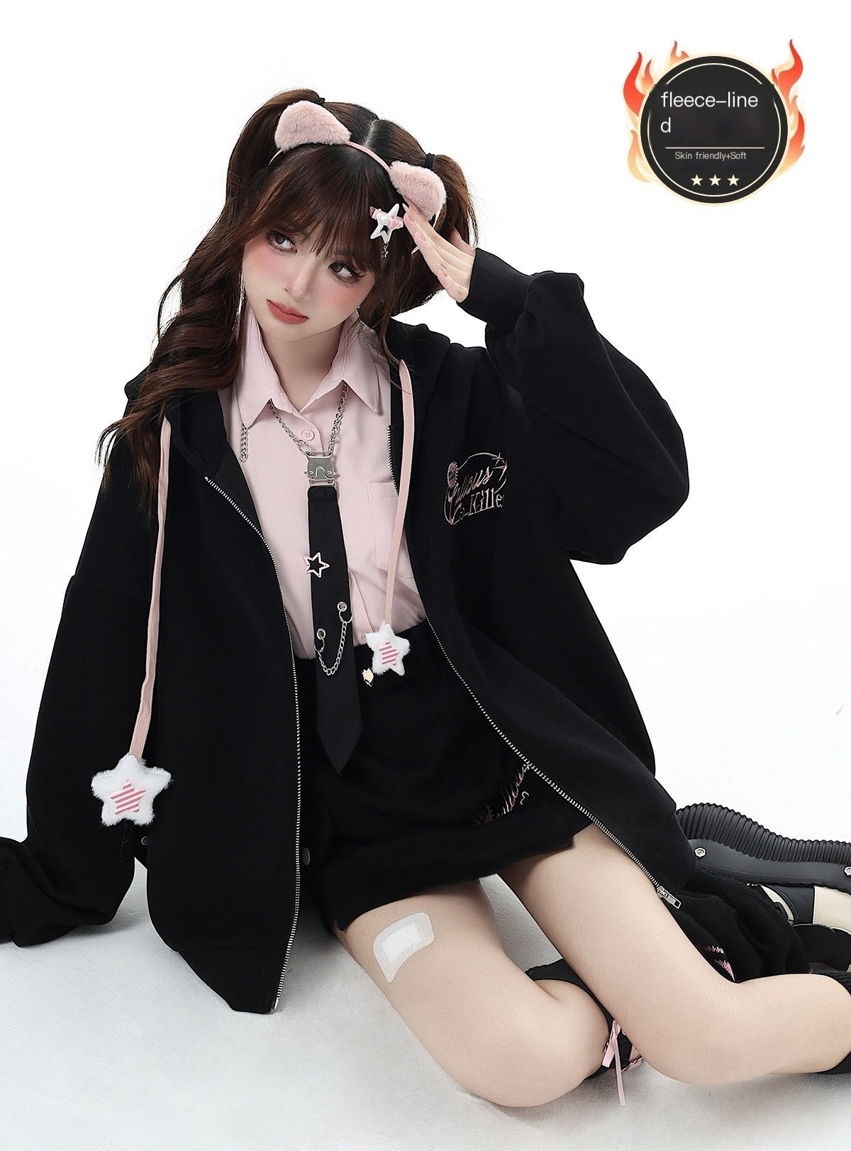 Crazy_Girl_Petite_Fleece_Lined_Hooded_Midlength_Loose_Fit_Breathable_Women&