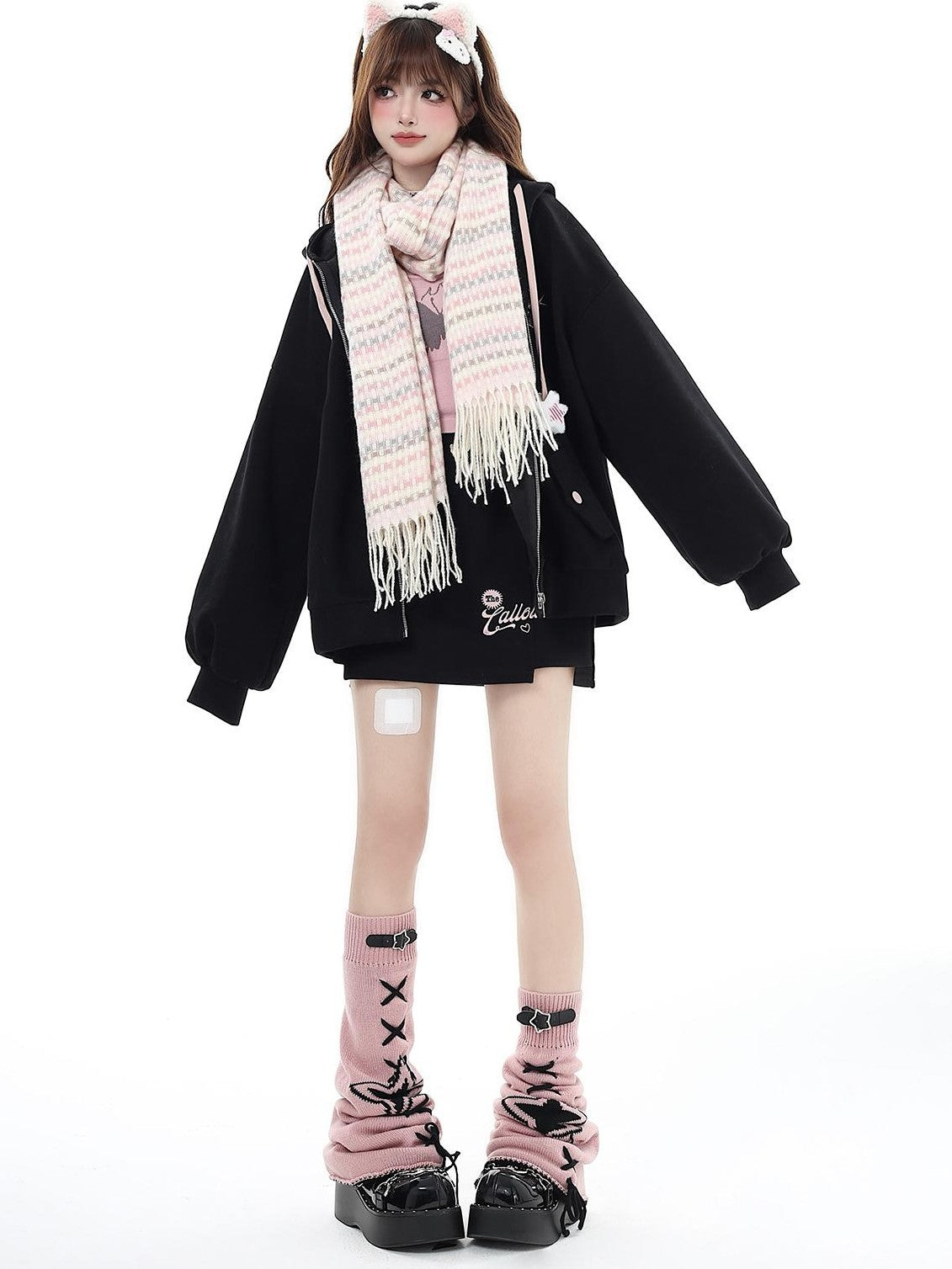 Crazy Girl Petite Fleece Lined Hooded Midlength Loose Fit Breathable Women&