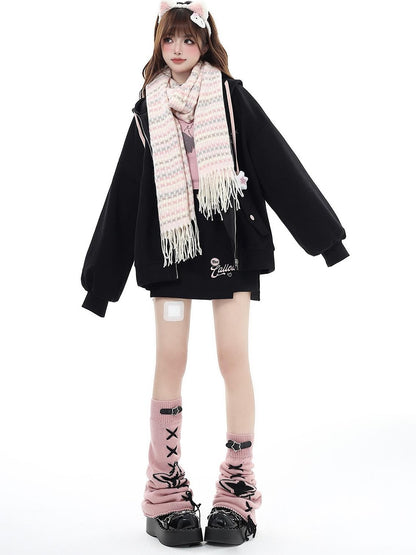 Crazy Girl Petite Fleece Lined Hooded Midlength Loose Fit Breathable Women&