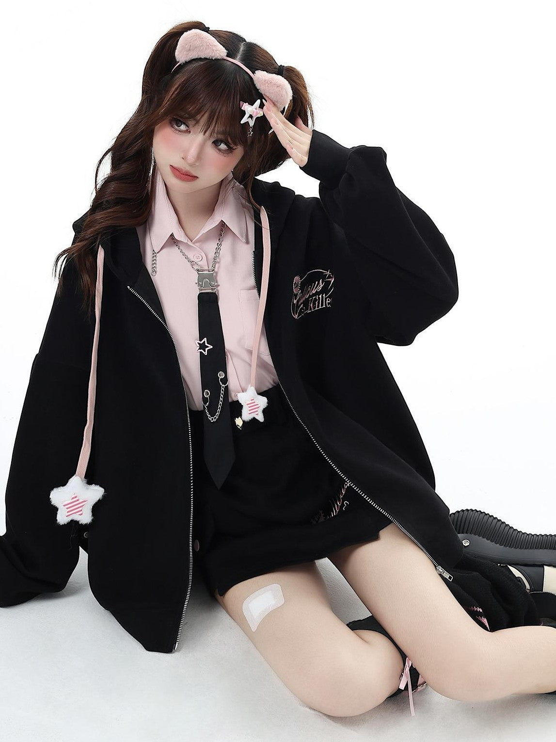 Crazy Girl Petite Fleece Lined Hooded Midlength Loose Fit Breathable Women&