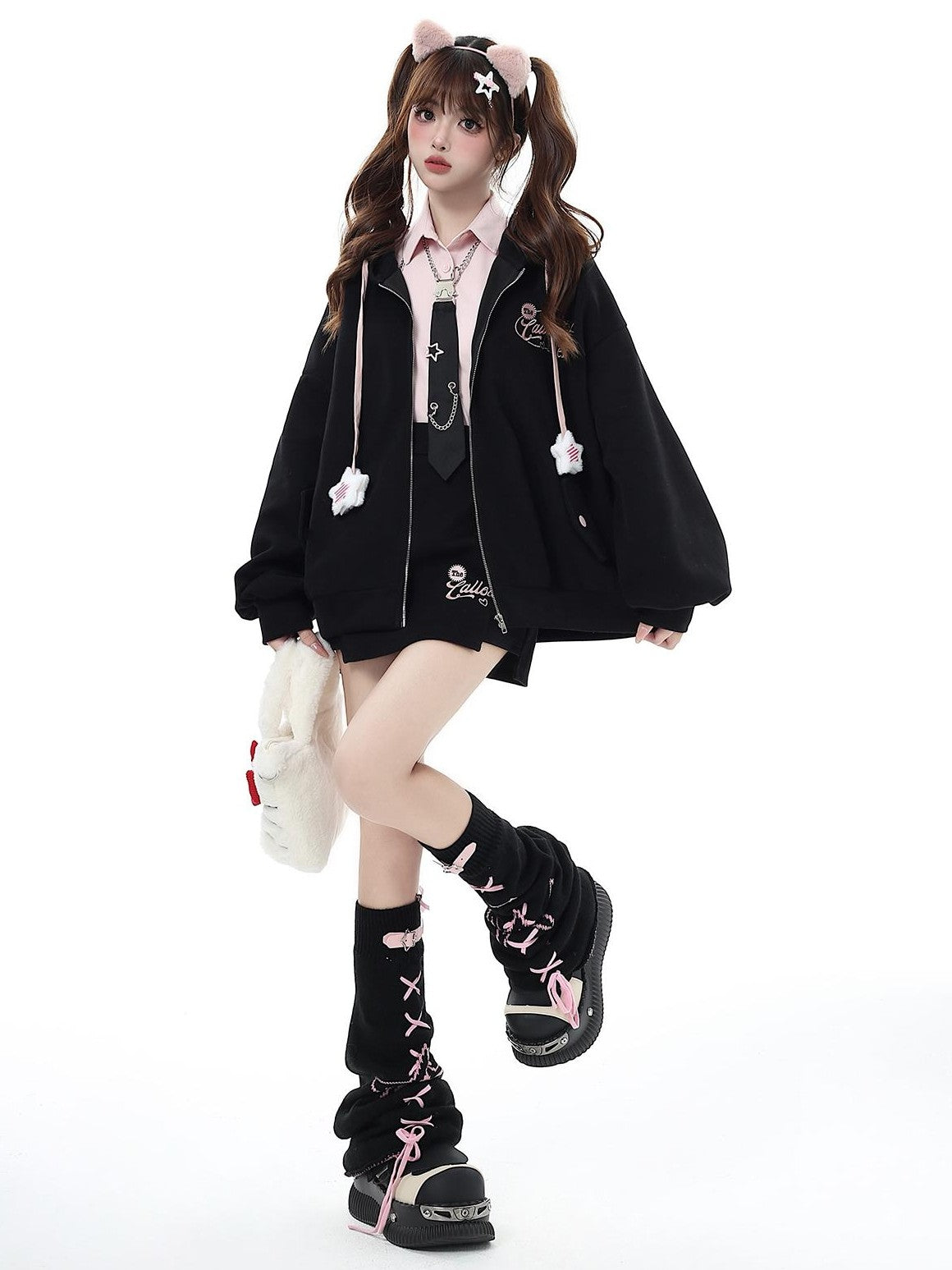 Crazy Girl Petite Fleece Lined Hooded Midlength Loose Fit Breathable Women&