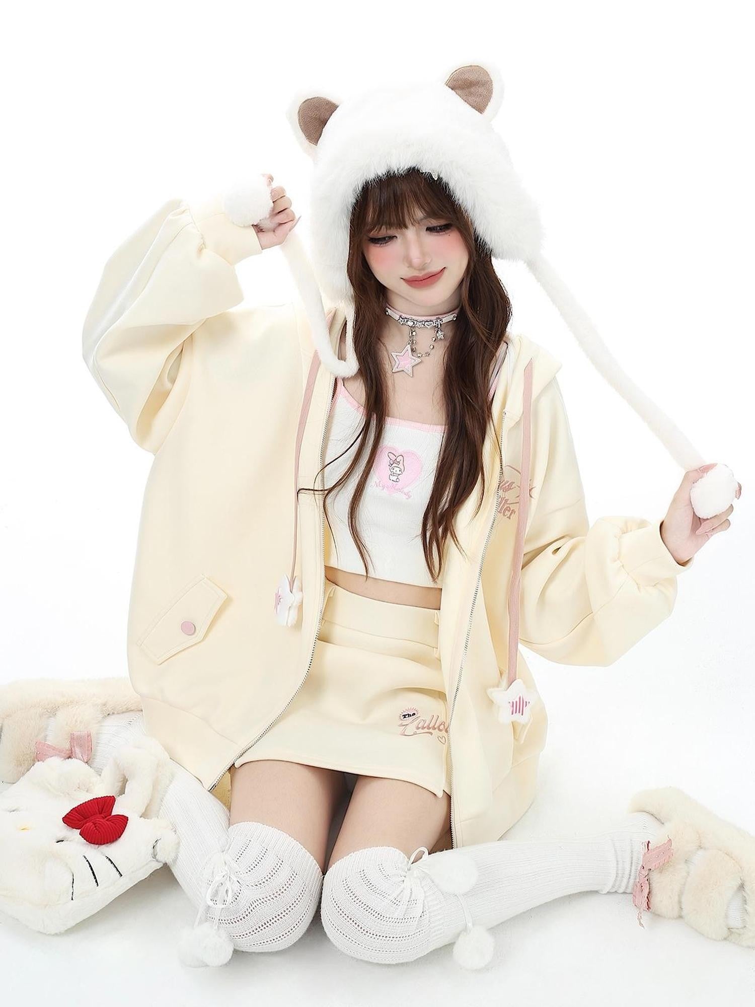 Crazy Girl Petite Fleece Lined Hooded Midlength Loose Fit Breathable Women&