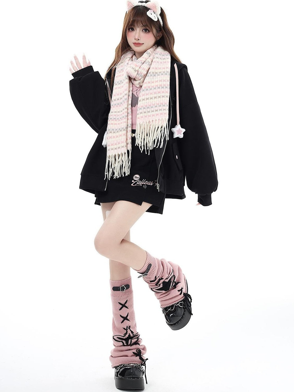 Crazy Girl Petite Fleece Lined Hooded Midlength Loose Fit Breathable Women&