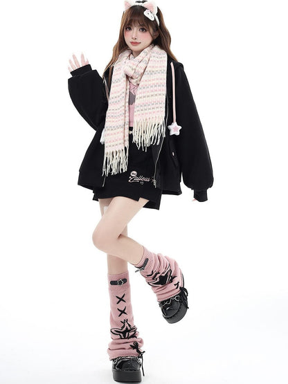 Crazy Girl Petite Fleece Lined Hooded Midlength Loose Fit Breathable Women&
