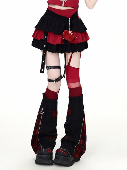 Crazy Girl Pixelated Gothic Letter Halter Neck Spliced Faux Layered Women&